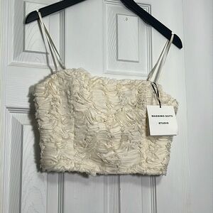 Massimo Dutti crop cream studio top M